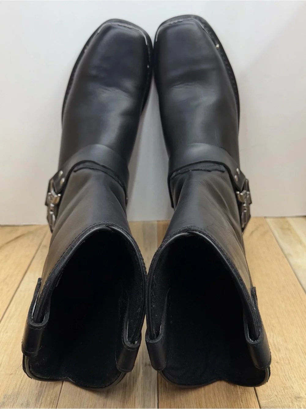 DINGO BLACK LEATHER SQUARE TOE EAGLE HARNESS MOTORCYCLE BOOTS DI19053 MENS 10D